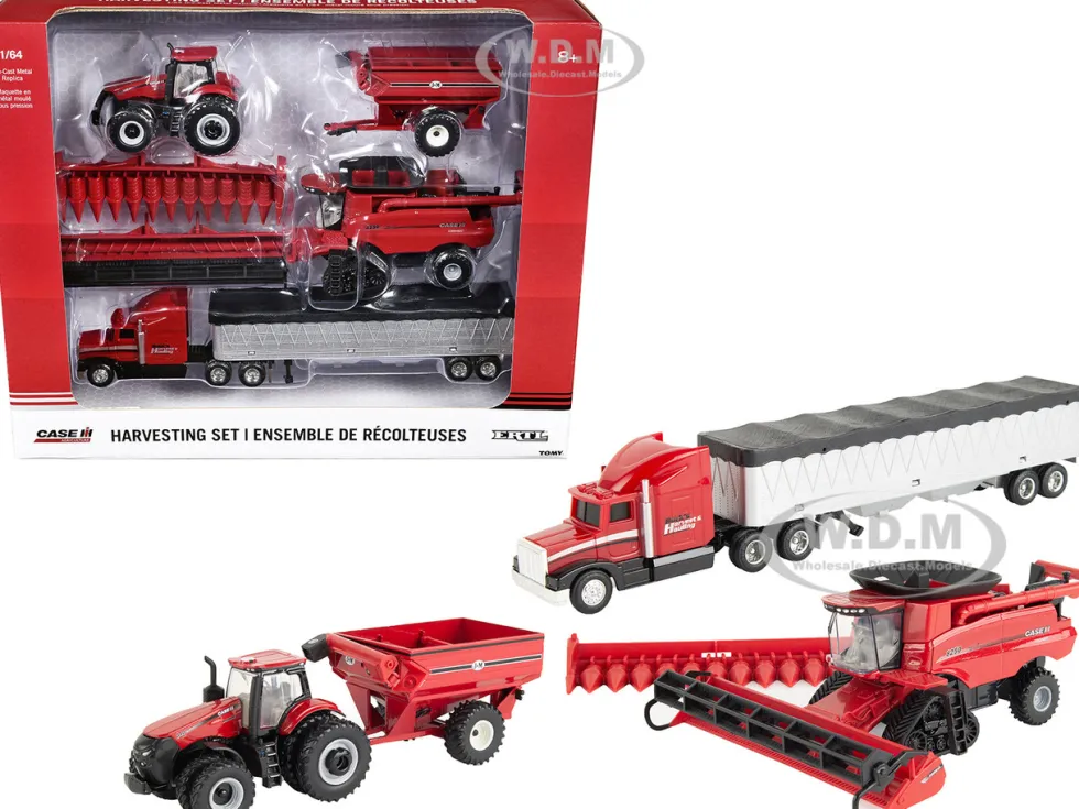 Case IH Harvesting Set of 4 pieces "Case IH Agriculture" Series 1/64 Diecast Models by ERTL TOMY