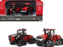 Case IH QuadTrac 9380 Tractor Red and Case IH QuadTrac 715 Tractor Set of 2 Tractors "Prestige Collection" 1/64 Diecast Models by ERTL TOMY