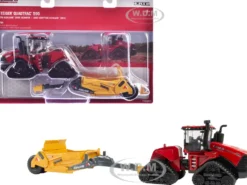 Case IH Steiger 595 Quadtrac Tractor Red with Ashland 2811E Scraper Yellow "Case IH Agriculture" Series 1/64 Diecast Model by ERTL TOMY