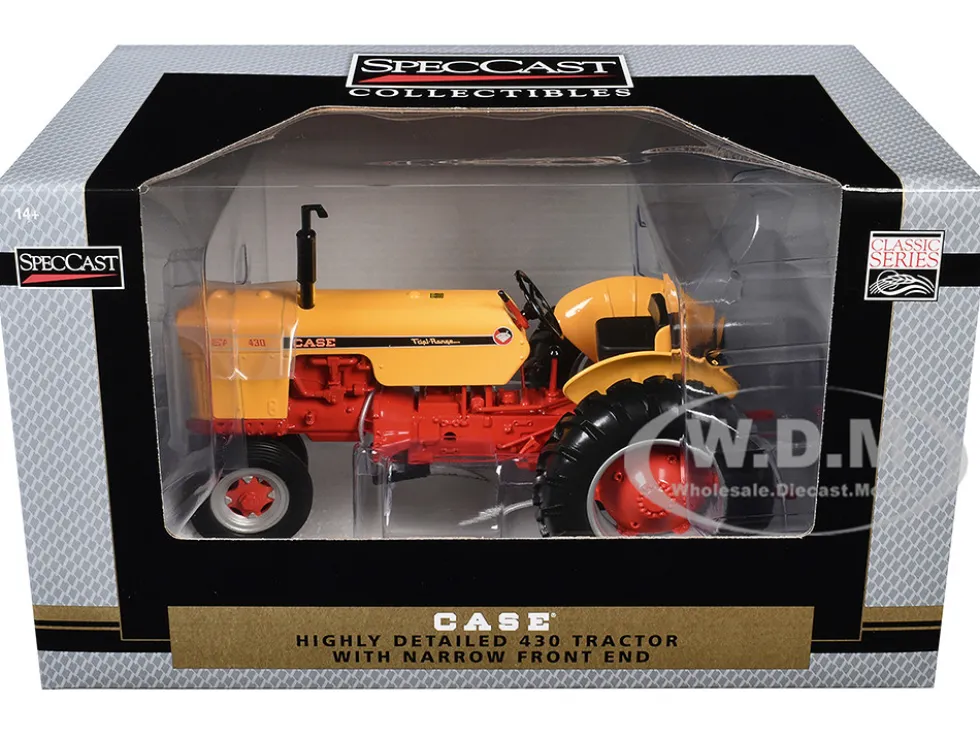 Case 430 Narrow Front Tractor Yellow with Orange Frame "Classic Series" 1/16 Diecast Model by SpecCast