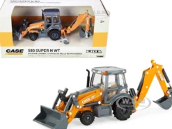 Case 580 Super N WT Backhoe Loader Orange Gray Case Construction Series 1/50 Diecast Model ERTL TOMY 14991