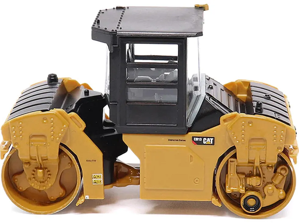 CAT Caterpillar CB 13 Tandem Vibratory Roller with Cab Yellow and Black 1/64 Diecast Model Diecast Masters 84641CS