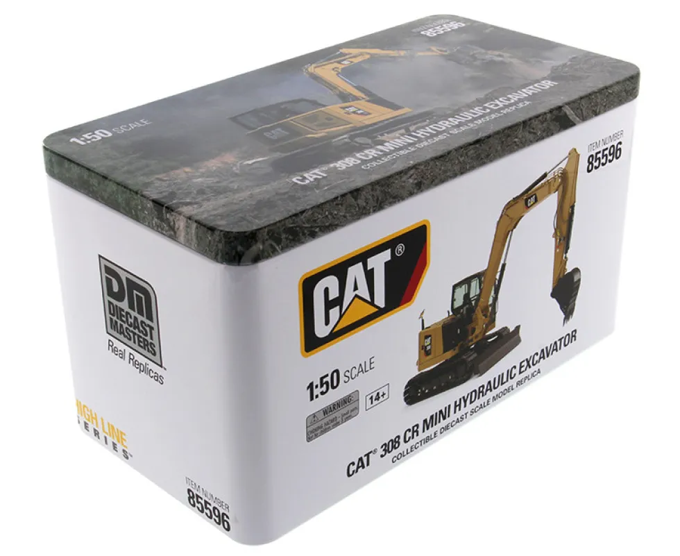CAT Caterpillar 308 CR Next Generation Mini Hydraulic Excavator with Work Tools Operator High Line Series 1/50 Diecast Model Diecast Masters 85596