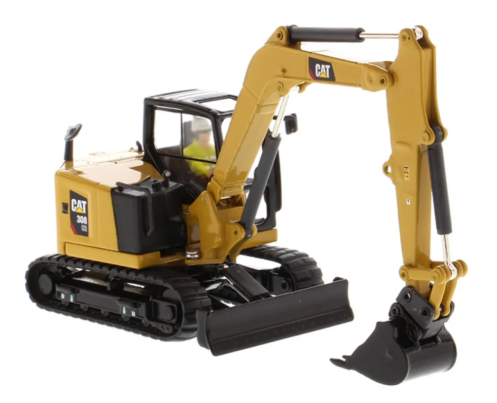 CAT Caterpillar 308 CR Next Generation Mini Hydraulic Excavator with Work Tools Operator High Line Series 1/50 Diecast Model Diecast Masters 85596