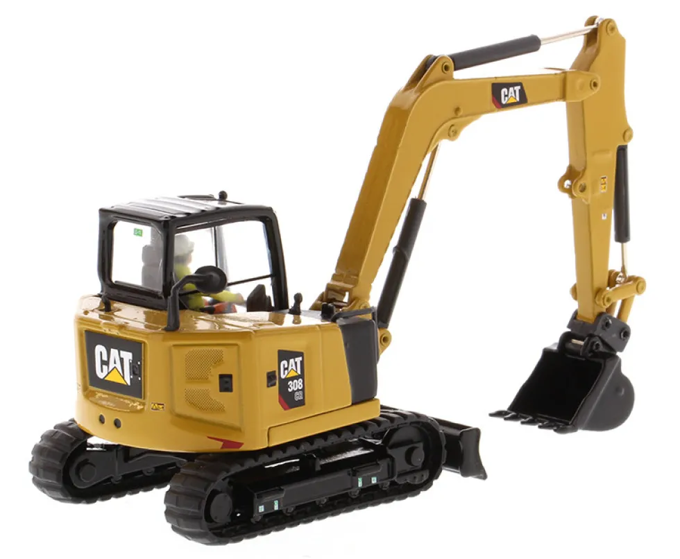 CAT Caterpillar 308 CR Next Generation Mini Hydraulic Excavator with Work Tools Operator High Line Series 1/50 Diecast Model Diecast Masters 85596