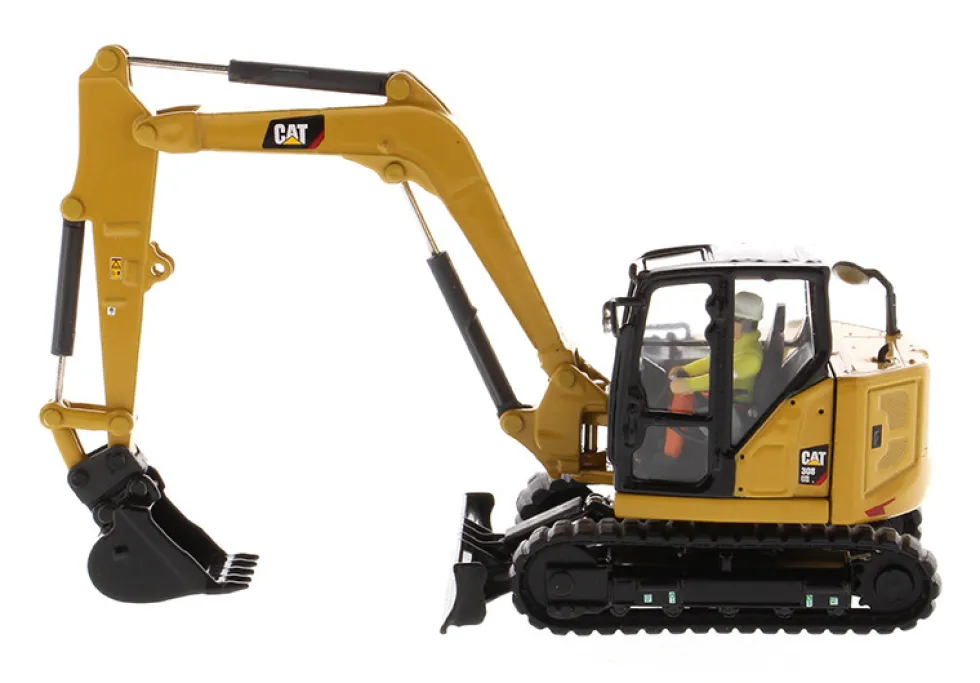 CAT Caterpillar 308 CR Next Generation Mini Hydraulic Excavator with Work Tools Operator High Line Series 1/50 Diecast Model Diecast Masters 85596