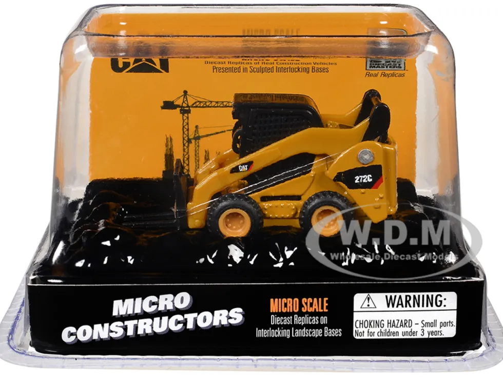 CAT Caterpillar 272C Skid Steer Loader with Pallet Fork Yellow "Micro-Constructor" Series Diecast Model by Diecast Masters