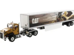 CAT Caterpillar CT660 Day Cab Caterpillar Mural Dry Van Trailer Transport Series 1/50 Diecast Model Diecast Masters 85666