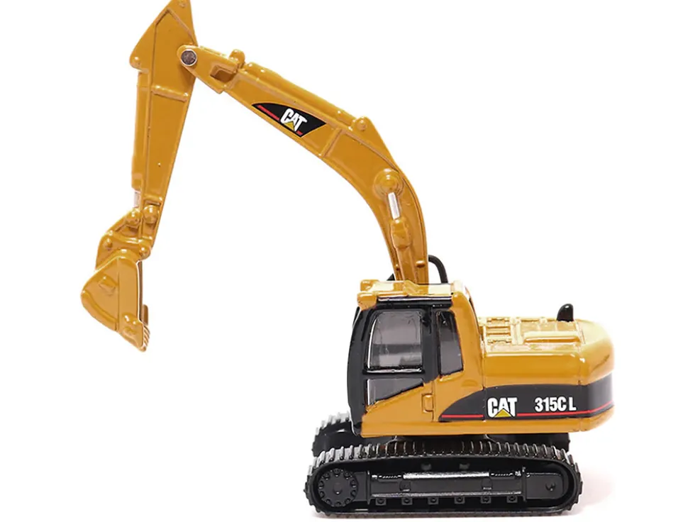 CAT Caterpillar CT660 Day Cab Tractor Blue Metallic with Lowboy Trailer and CAT 315C L Hydraulic Excavator Yellow 1/87 HO Diecast Model Diecast Masters 84415
