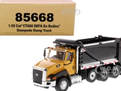 CAT Caterpillar CT660 SBFA Ox Bodies Stampede Dump Truck Yellow Black 1/50 Diecast Model Diecast Masters 85668