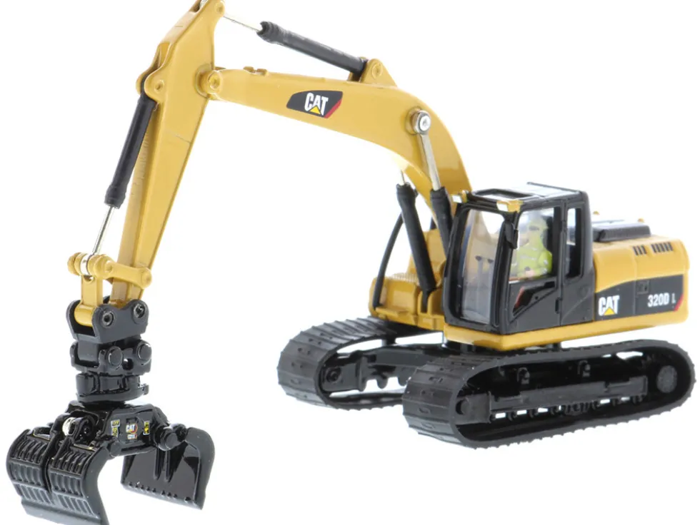 CAT Caterpillar 320D L Hydraulic Excavator Multiple Work Tools Operator High Line Series 1/87 HO Diecast Model Diecast Masters 85652