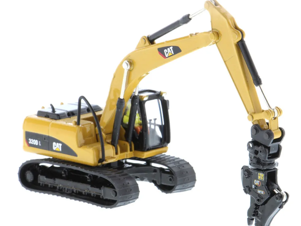 CAT Caterpillar 320D L Hydraulic Excavator Multiple Work Tools Operator High Line Series 1/87 HO Diecast Model Diecast Masters 85652