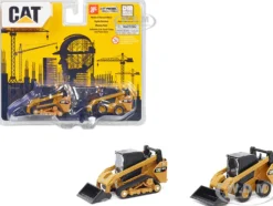 CAT Caterpillar 272D2 Skid Steer Loader Yellow and CAT Caterpillar 297D2 Compact Track Loader Yellow Set of 2 pieces 1/64 Diecast Models Diecast Masters 84647CS