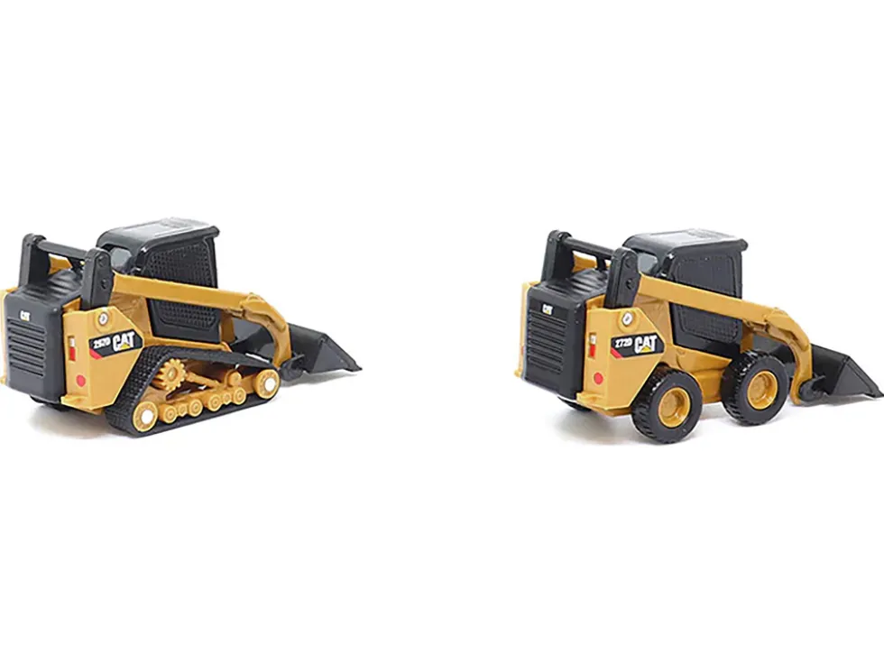 CAT Caterpillar 272D2 Skid Steer Loader Yellow and CAT Caterpillar 297D2 Compact Track Loader Yellow Set of 2 pieces 1/64 Diecast Models Diecast Masters 84647CS
