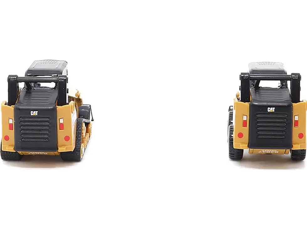 CAT Caterpillar 272D2 Skid Steer Loader Yellow and CAT Caterpillar 297D2 Compact Track Loader Yellow Set of 2 pieces 1/64 Diecast Models Diecast Masters 84647CS