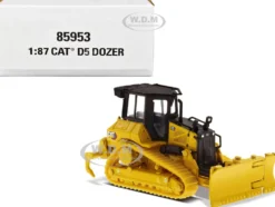 CAT Caterpillar D5 Track-Type Dozer Yellow Fine Grading Undercarriage Foldable Blade High Line Series 1/87 HO Diecast Model Diecast Masters 85953