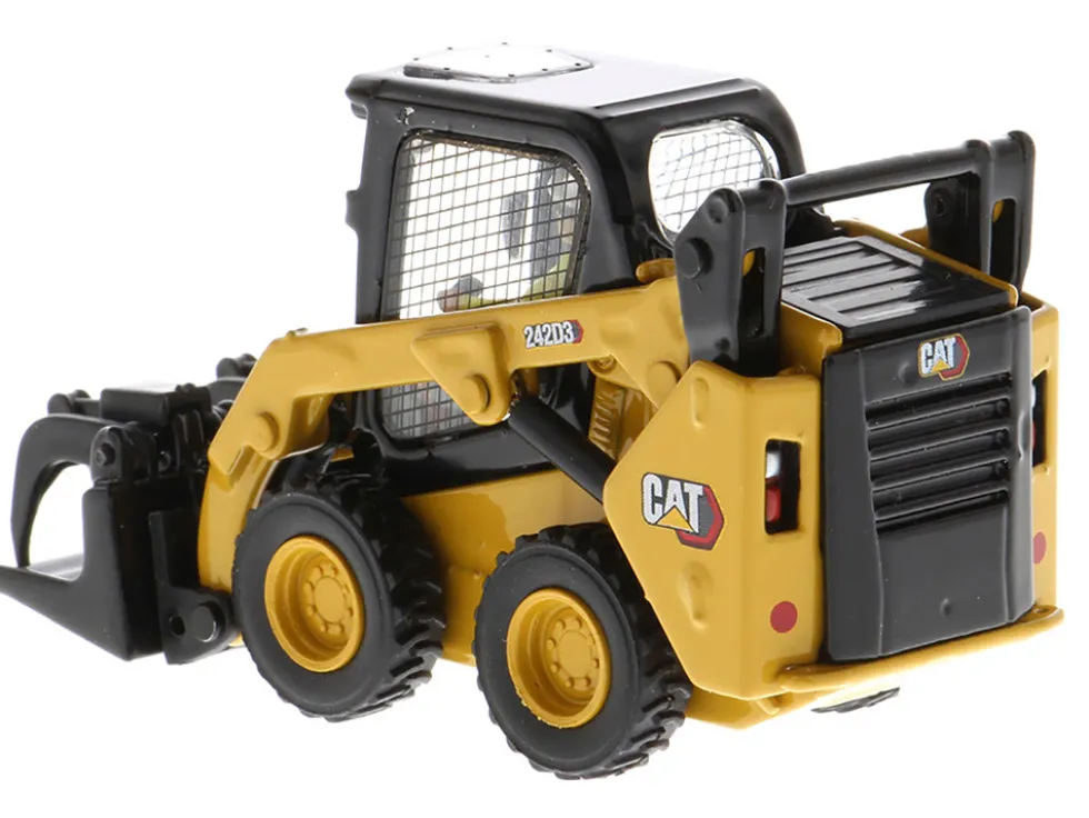 CAT Caterpillar 242D3 Wheeled Skid Steer Loader Work Tools Operator Yellow High Line Series 1/50 Diecast Model Diecast Masters 85676