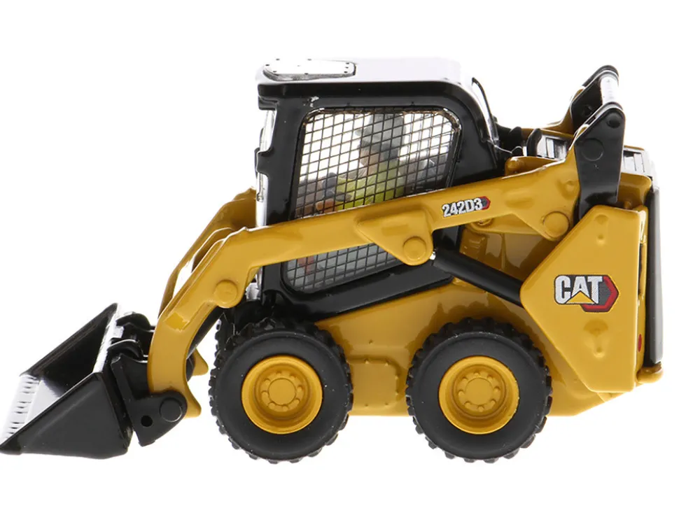 CAT Caterpillar 242D3 Wheeled Skid Steer Loader Work Tools Operator Yellow High Line Series 1/50 Diecast Model Diecast Masters 85676