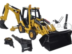 CAT Caterpillar 420E Center Pivot Backhoe Loader with Working Tools with Operator Core Classics Series 1/50 Diecast Model Diecast Masters 85143 C