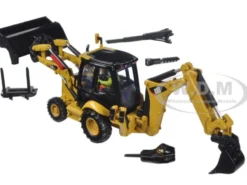 CAT Caterpillar 420E Center Pivot Backhoe Loader with Working Tools with Operator Core Classics Series 1/50 Diecast Model Diecast Masters 85143 C