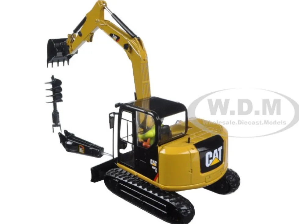 CAT Caterpillar 308E2 CR SB Mini Hydraulic Excavator with Working Tools and Operator High Line Series 1/32 Diecast Model Diecast Masters 85239