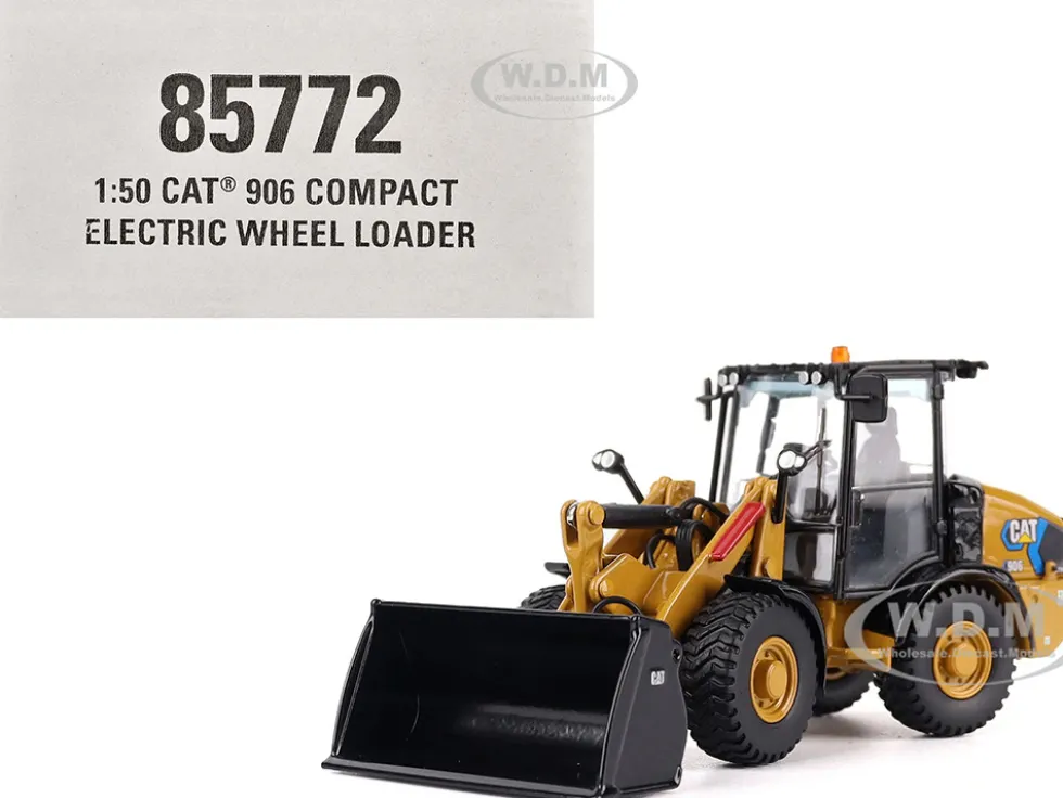 CAT Caterpillar 906 Electric Compact Wheel Loader Yellow with Operator "High Line Series" 1/50 Diecast Model by Diecast Masters