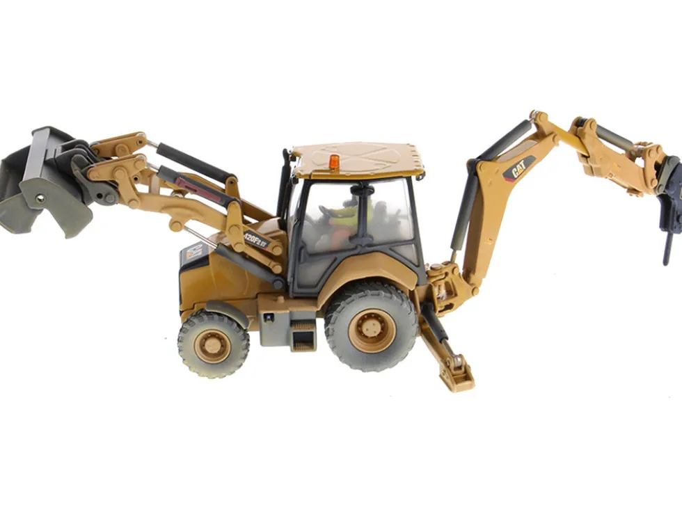 CAT Caterpillar 420F2 IT Backhoe Loader with Operator Yellow Weathered Series 1/50 Diecast Model Diecast Masters 85755