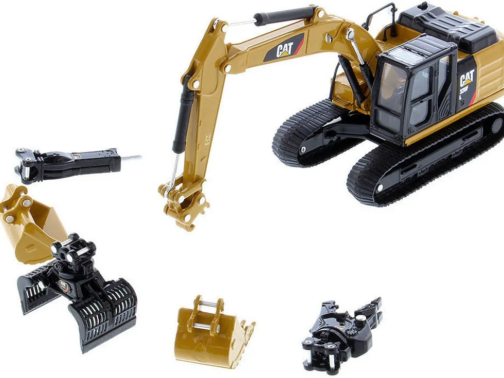 CAT Caterpillar 320F L Hydraulic Tracked Excavator 5 Work Tools Play & Collect! 1/64 Diecast Model Diecast Masters 85636