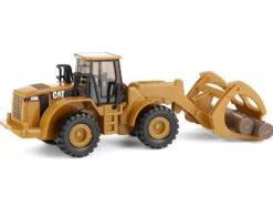 CAT Caterpillar 950G Wheel Loader Yellow with Log Fork and Wood Log Accessories 1/87 (HO) Diecast Model by Diecast Masters