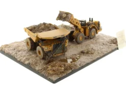 CAT Caterpillar 994K Wheel Loader and 797 Mining Truck Yellow (Weathered) Set of 2 Pieces "Weathered Series" 1/125 Diecast Model by Diecast Masters