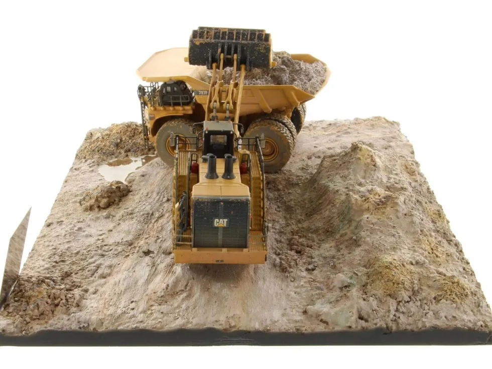 CAT Caterpillar 994K Wheel Loader and 797 Mining Truck Yellow (Weathered) Set of 2 Pieces "Weathered Series" 1/125 Diecast Model by Diecast Masters