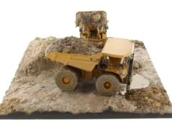 CAT Caterpillar 994K Wheel Loader and 797 Mining Truck Yellow (Weathered) Set of 2 Pieces