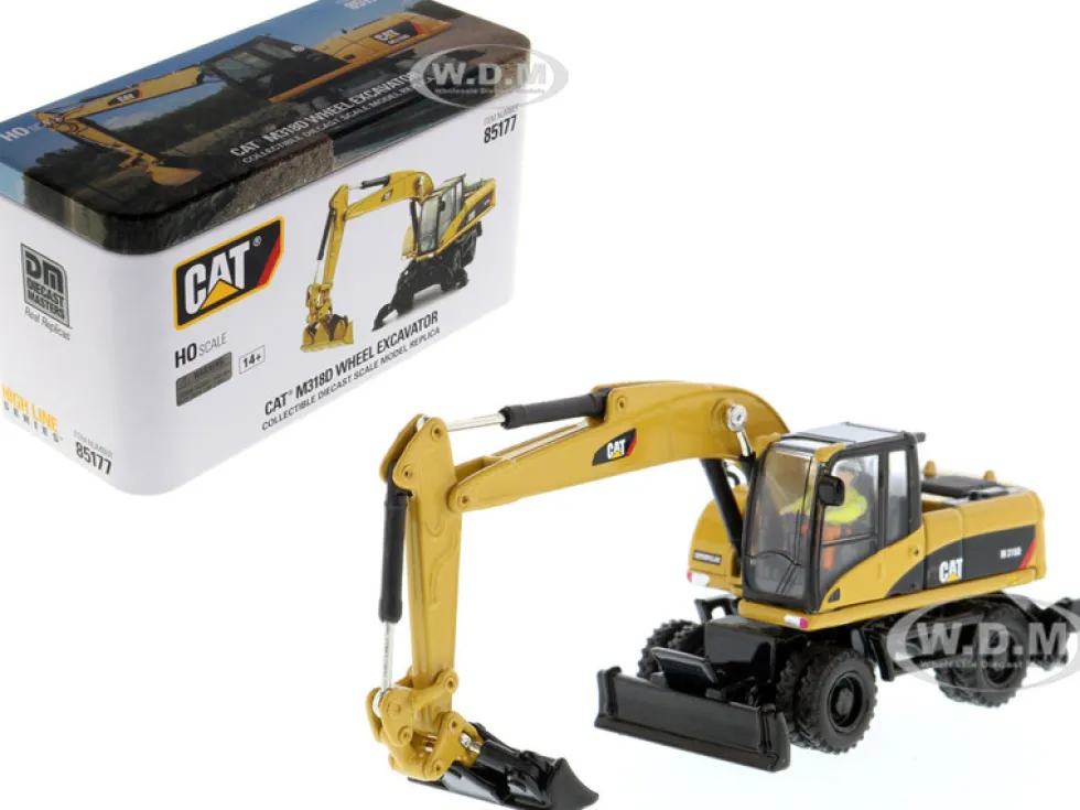 CAT Caterpillar M318D Wheeled Excavator Operator High Line Series 1/87 HO Scale Diecast Model Diecast Masters 85177