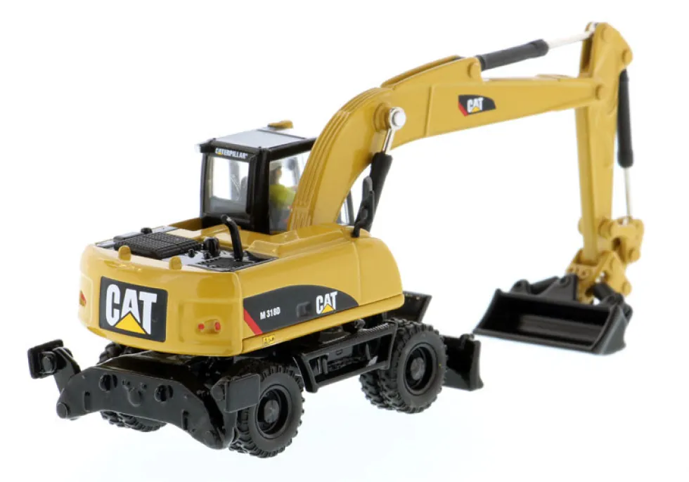 CAT Caterpillar M318D Wheeled Excavator Operator High Line Series 1/87 HO Scale Diecast Model Diecast Masters 85177