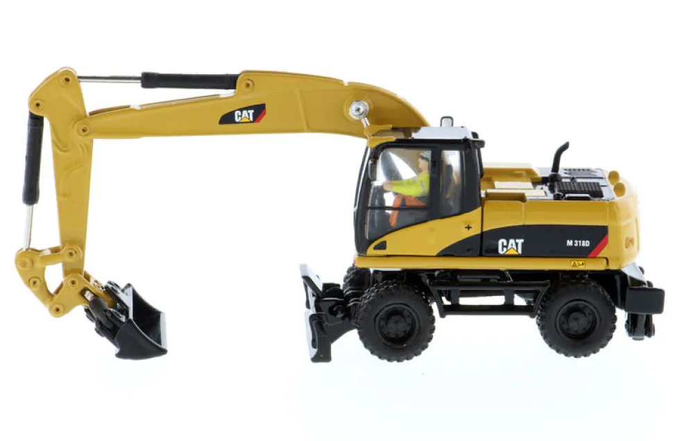 CAT Caterpillar M318D Wheeled Excavator Operator High Line Series 1/87 HO Scale Diecast Model Diecast Masters 85177
