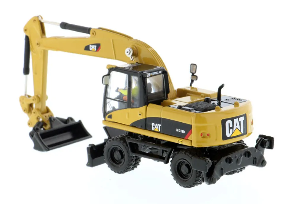 CAT Caterpillar M318D Wheeled Excavator Operator High Line Series 1/87 HO Scale Diecast Model Diecast Masters 85177