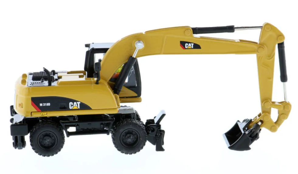 CAT Caterpillar M318D Wheeled Excavator Operator High Line Series 1/87 HO Scale Diecast Model Diecast Masters 85177
