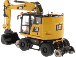 CAT Caterpillar M323F Railroad Wheeled Excavator Operator 3 Work Tools CAT Yellow Version High Line Series 1/50 Diecast Model Diecast Masters 85662