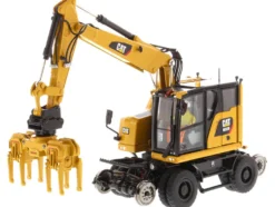 CAT Caterpillar M323F Railroad Wheeled Excavator Operator 3 Work Tools CAT Yellow Version High Line Series 1/50 Diecast Model Diecast Masters 85662