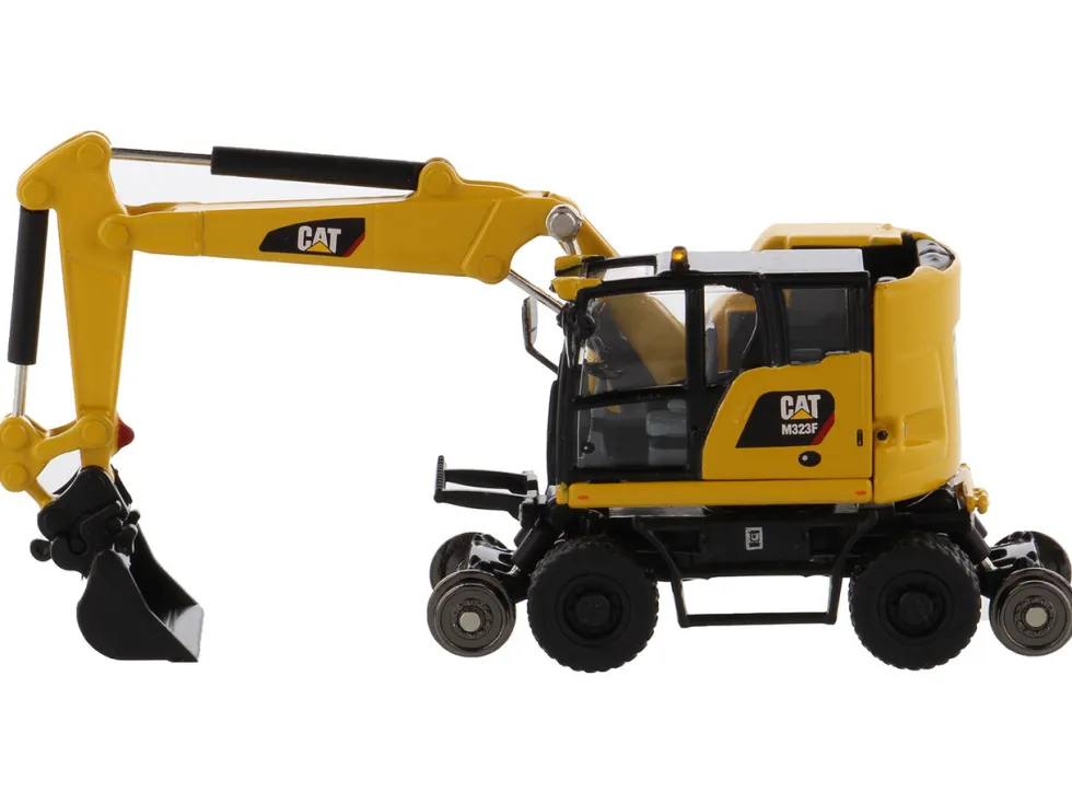 CAT Caterpillar M323F Railroad Wheeled Excavator 3 Accessories High Line Series 1/87 HO Diecast Model Diecast Masters 85612