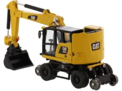 CAT Caterpillar M323F Railroad Wheeled Excavator 3 Accessories High Line Series 1/87 HO Diecast Model Diecast Masters 85612