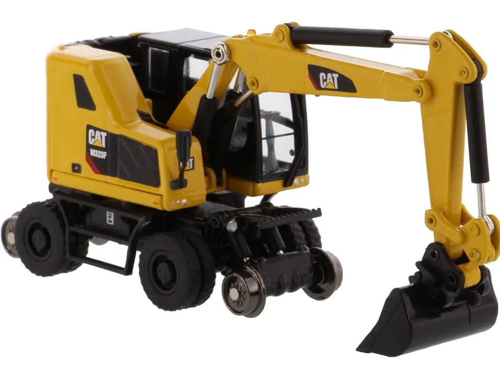 CAT Caterpillar M323F Railroad Wheeled Excavator 3 Accessories High Line Series 1/87 HO Diecast Model Diecast Masters 85612