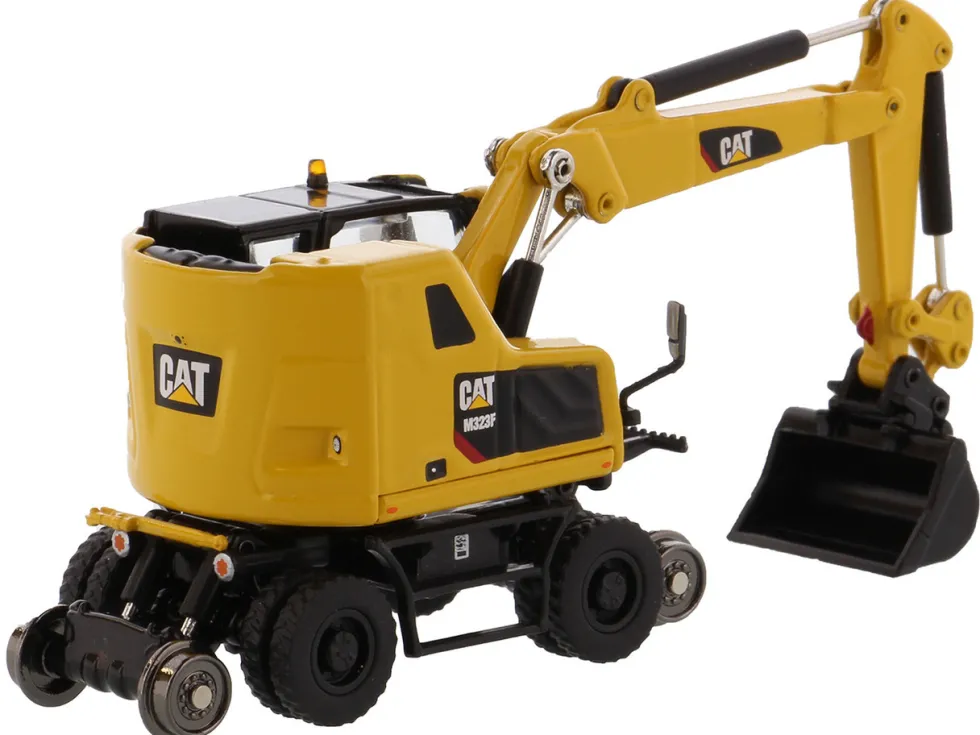 CAT Caterpillar M323F Railroad Wheeled Excavator 3 Accessories High Line Series 1/87 HO Diecast Model Diecast Masters 85612