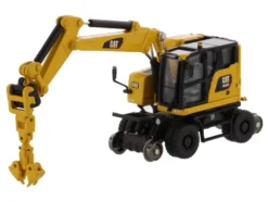 CAT Caterpillar M323F Railroad Wheeled Excavator 3 Accessories High Line Series 1/87 HO Diecast Model Diecast Masters 85612