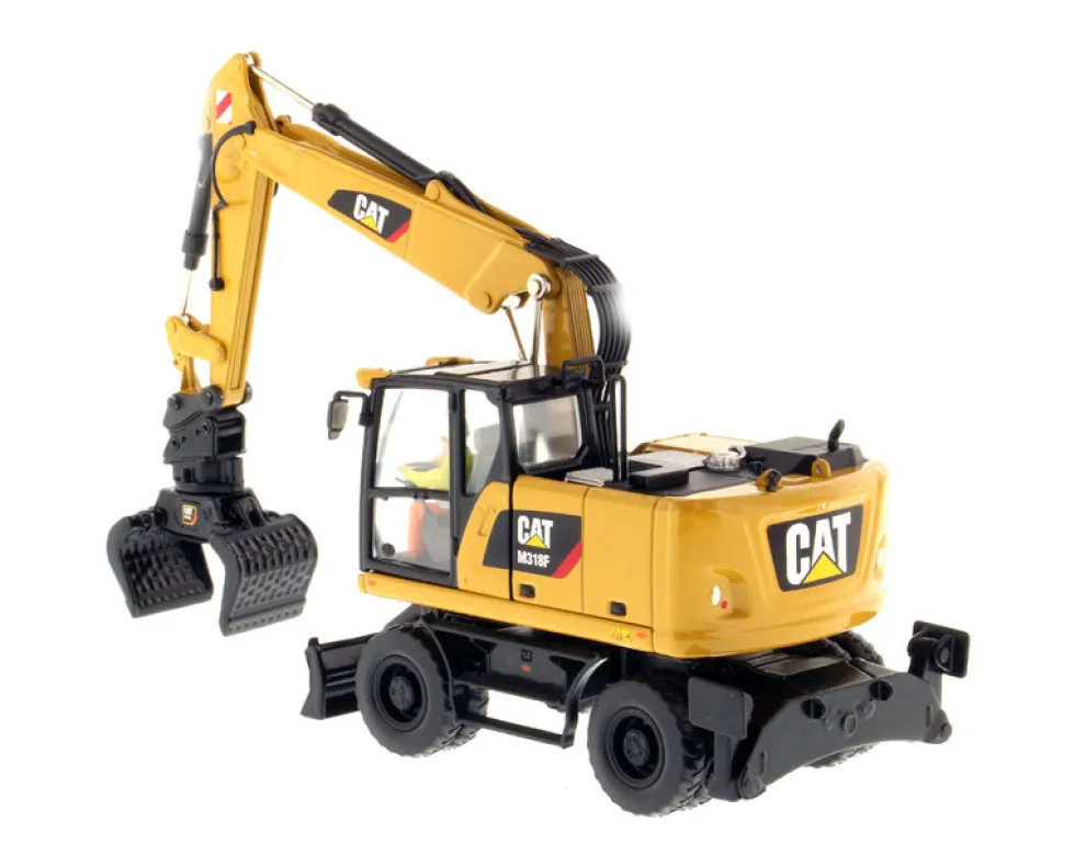 CAT Caterpillar M318F Wheeled Excavator with Operator High Line Series 1/50 Diecast Model Diecast Masters 85508
