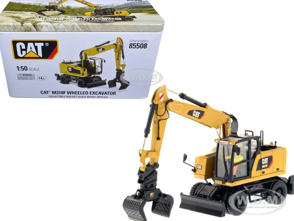 CAT Caterpillar M318F Wheeled Excavator with Operator High Line Series 1/50 Diecast Model Diecast Masters 85508