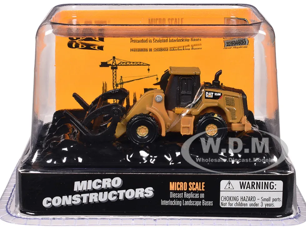CAT Caterpillar 950M Wheel Loader (Log Fork Version) Yellow "Micro-Constructor" Series Diecast Model by Diecast Masters