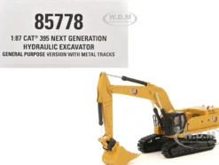 CAT Caterpillar 395 Next-Generation Hydraulic Excavator (Mass Excavator Version) Yellow with Additional Tools "High Line Series" 1/87 (HO) Diecast Model by Diecast Masters