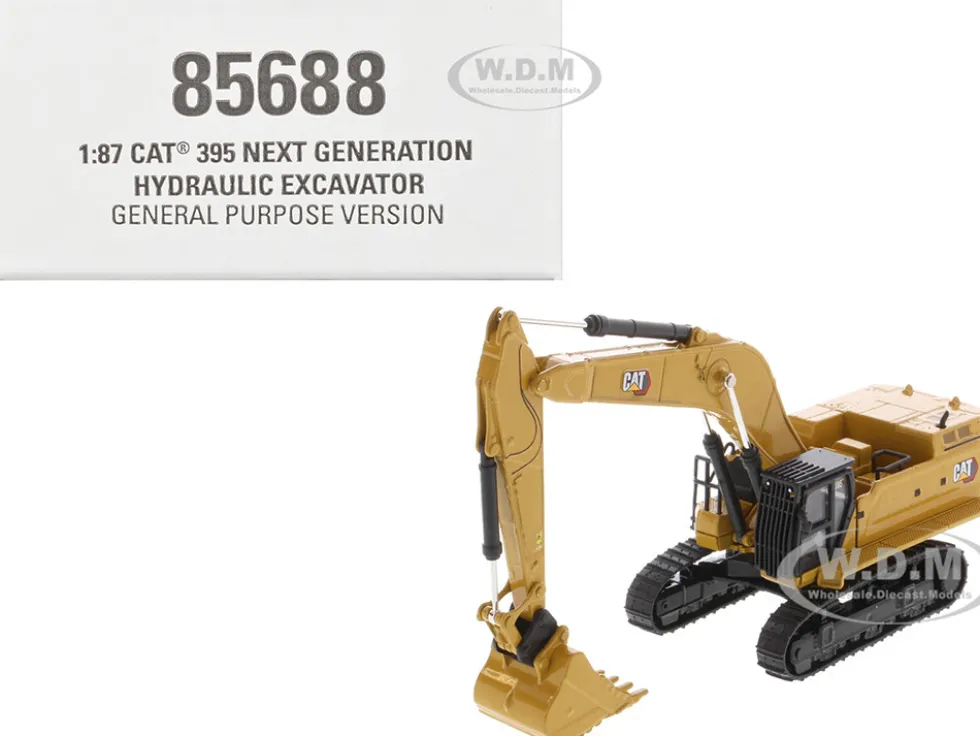 CAT Caterpillar 395 Next Generation Hydraulic Excavator General Purpose Version Yellow with Additional Tools High Line Series 1/87 HO Diecast Model Diecast Masters 85688