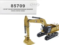 CAT Caterpillar 395 Next Generation Hydraulic Excavator General Purpose Version Yellow with Operator and Additional Tools High Line Series 1/50 Diecast Model Diecast Masters 85709